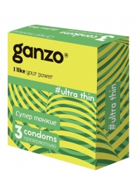 Ультратонкие презервативы Ganzo Ultra thin - 3 шт. - Ganzo - купить с доставкой в Златоусте