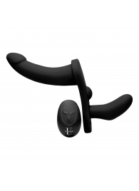 Черный вибрострапон Double Take 10X Double Penetration Vibrating Strap-on Harness - XR Brands - купить с доставкой в Златоусте