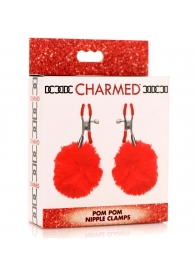 Красные зажимы на соски с помпонами Pom Pom - XR Brands - купить с доставкой в Златоусте