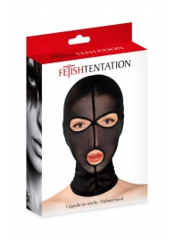 Черная сетчатая маска на голову с отверстиями для глаз и рта - Fetish Tentation - купить с доставкой в Златоусте