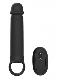 Черная насадка-удлинитель с вибрацией Vibrating Extender With Remote - Dream Toys - в Златоусте купить с доставкой