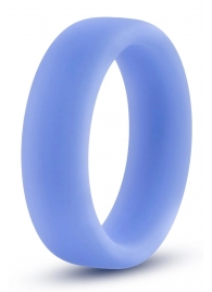 Голубое люминесцентное кольцо Silicone Glo Cock Ring - Blush Novelties - в Златоусте купить с доставкой