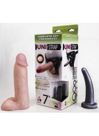 Страпон-унисекс с двумя насадками UNI strap 7  Harness - 19 и 16 см. - LOVETOY (А-Полимер) - купить с доставкой в Златоусте