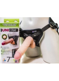 Страпон-унисекс с двумя насадками UNI strap 7  Harness - 19 и 16 см. - LOVETOY (А-Полимер) - купить с доставкой в Златоусте
