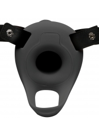 Черный полый страпон с вибрацией 2’’ Erection 28X Smooth Vibrating Silicone Penis Sheath - XR Brands - купить с доставкой в Златоусте