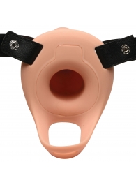 Телесный полый страпон 2  Erection 28X Smooth Vibrating Silicone Penis Sheath - 16 см. - XR Brands - купить с доставкой в Златоусте