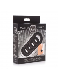 Комплект из 5 черных эрекционных колец для мошонки Ring Master Custom Ball Stretcher Kit - XR Brands - в Златоусте купить с доставкой