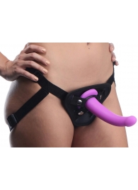 Лиловый поясной страпон Navigator Silicone G-Spot Dildo with Harness - 17,8 см. - XR Brands - купить с доставкой в Златоусте