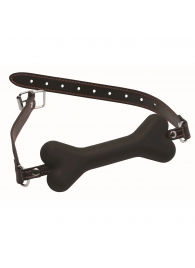 Черный кляп в форме косточки Hound Adjustable Dog Bone Gag - XR Brands - купить с доставкой в Златоусте