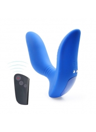 Синий вибромассажер простаты 3,5’’ Remote Control Curve P-spot Massager - 12 см. - Erokay - в Златоусте купить с доставкой