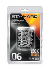 Прозрачная насадка с объёмными чёрточками STAY HARD COCK SLEEVE 06 CLEAR - Blush Novelties - в Златоусте купить с доставкой