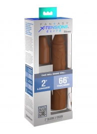 Коричневая насадка на член 2  Silicone X-tension - 20,3 см. - Pipedream - в Златоусте купить с доставкой