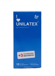 Классические презервативы Unilatex Natural Plain - 12 шт. + 3 шт. в подарок - Unilatex - купить с доставкой в Златоусте