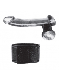 Чёрная утяжка на мошонку 1  Velcro Ball Stretcher - BlueLine - купить с доставкой в Златоусте