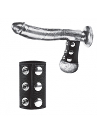 Чёрная утяжка на кнопках 100% PVC STRAP WITH METAL SNAP - BlueLine - купить с доставкой в Златоусте