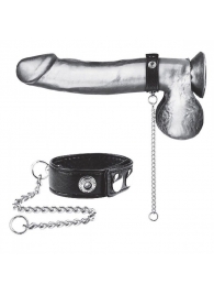 Утяжка на пенис с поводком Snap Cock Ring With 12  Leash - BlueLine - купить с доставкой в Златоусте
