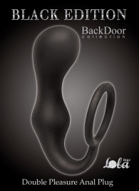 Чёрное эрекционное кольцо с анальной пробкой Double Pleasure Anal Plug - Lola Games - в Златоусте купить с доставкой