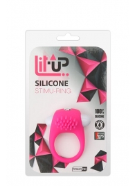 Розовое эрекционное кольцо с щеточкой LIT-UP SILICONE STIMU RING 5 - Dream Toys - в Златоусте купить с доставкой