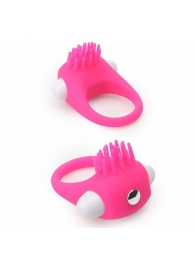 Розовое эрекционное кольцо с щеточкой LIT-UP SILICONE STIMU RING 5 - Dream Toys - в Златоусте купить с доставкой