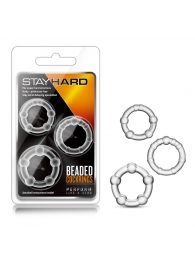 Набор из 3 прозрачных эрекционных колец Stay Hard Beaded Cockrings - Blush Novelties - в Златоусте купить с доставкой