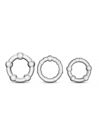 Набор из 3 прозрачных эрекционных колец Stay Hard Beaded Cockrings - Blush Novelties - в Златоусте купить с доставкой