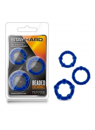 Набор из 3 синих эрекционных колец Stay Hard Beaded Cockrings - Blush Novelties - в Златоусте купить с доставкой
