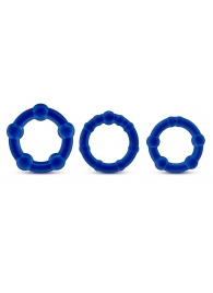 Набор из 3 синих эрекционных колец Stay Hard Beaded Cockrings - Blush Novelties - в Златоусте купить с доставкой