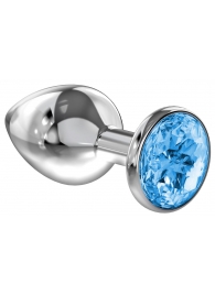 Большая серебристая анальная пробка Diamond Light blue Sparkle Large с голубым кристаллом - 8 см. - Lola Games - купить с доставкой в Златоусте