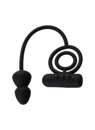 Чёрное эрекционное кольцо с вибропулькой и анальным хвостом - Erotist Adult Toys - в Златоусте купить с доставкой