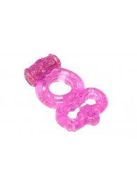Розовое эрекционное кольцо Rings Treadle с подхватом - Lola Games - в Златоусте купить с доставкой