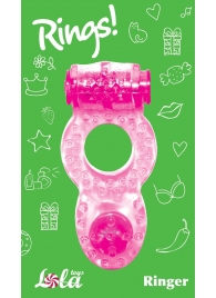 Розовое эрекционное кольцо с вибрацией Rings Ringer - Lola Games - в Златоусте купить с доставкой