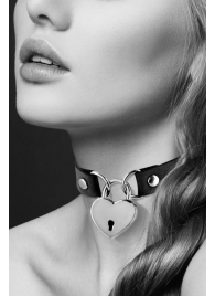 Черный чокер с замком в форме сердца - Bijoux Pour Toi - купить с доставкой в Златоусте