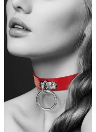 Красный узенький чокер с кольцом - Bijoux Pour Toi - купить с доставкой в Златоусте