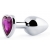 Серебристая анальная пробка с фиолетовым кристаллом-сердечком - 8 см. - Anal Jewelry Plug - купить с доставкой в Златоусте