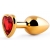 Золотистая анальная пробка с красным стразом-сердечком - 8 см. - Anal Jewelry Plug - купить с доставкой в Златоусте