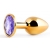 Золотистая анальная пробка с фиолетовым стразом - 7,2 см. - Anal Jewelry Plug - купить с доставкой в Златоусте