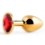 Золотистая анальная пробка с красным стразом - 7,2 см. - Anal Jewelry Plug - купить с доставкой в Златоусте