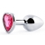 Серебристая анальная пробка с розовым кристаллом-сердечком - 7 см. - Anal Jewelry Plug - купить с доставкой в Златоусте
