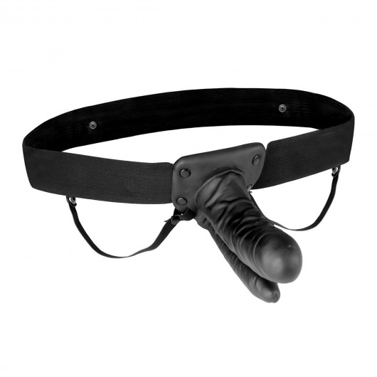 Полый страпон с двумя отростками и вибрацией Unisex Vibrating Hollow Strap-On Double Penetrating Dildo - 17,8 см. - Lux Fetish - купить с доставкой в Златоусте