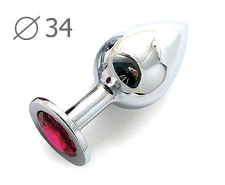 Коническая серебристая анальная втулка с малиновым кристаллом - 8,2 см. - Anal Jewelry Plug - купить с доставкой в Златоусте
