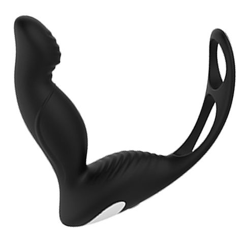 Черный вибромассажер простаты P-PLEASER W ERECTION ENHANCE - Dream Toys - в Златоусте купить с доставкой