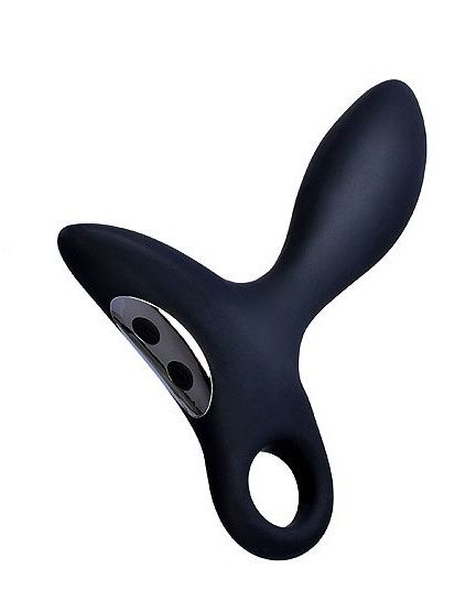 Черный силиконовый анальный вибромассажер Erokey с колечком-ограничителем - Erokay - в Златоусте купить с доставкой