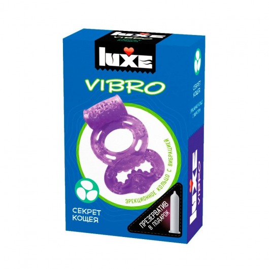 Фиолетовое эрекционное виброкольцо Luxe VIBRO  Секрет Кощея  + презерватив - Luxe - в Златоусте купить с доставкой