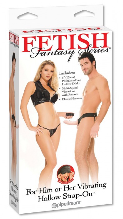 Полый страпон унисекс телесного цвета с вибрацией For Him or Her ​Vibrating Hollow Strap-On - 15 см. - Pipedream - купить с доставкой в Златоусте