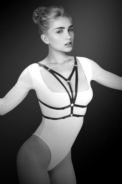Черная упряжь на грудь Laura - Bijoux Pour Toi - купить с доставкой в Златоусте