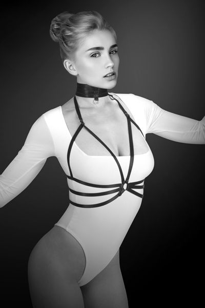Черная упряжь на грудь Julia - Bijoux Pour Toi - купить с доставкой в Златоусте