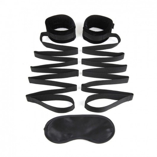 Чёрные манжеты для фиксации на кровати Bondage Bed Strap - Lux Fetish - купить с доставкой в Златоусте