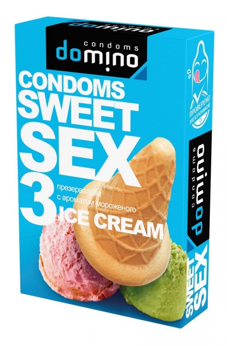 Презервативы для орального секса DOMINO Sweet Sex с ароматом мороженого - 3 шт. - Domino - купить с доставкой в Златоусте