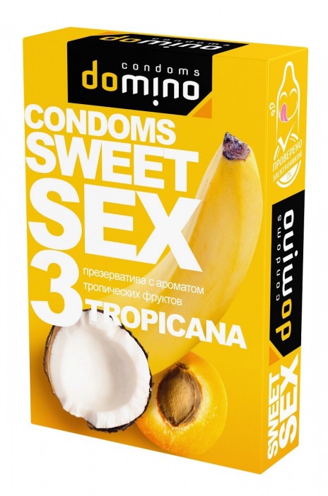 Презервативы для орального секса DOMINO Sweet Sex с ароматом тропических фруктов - 3 шт. - Domino - купить с доставкой в Златоусте