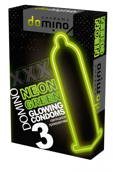 Презервативы DOMINO Neon Green со светящимся в темноте кончиком - 3 шт. - Domino - купить с доставкой в Златоусте